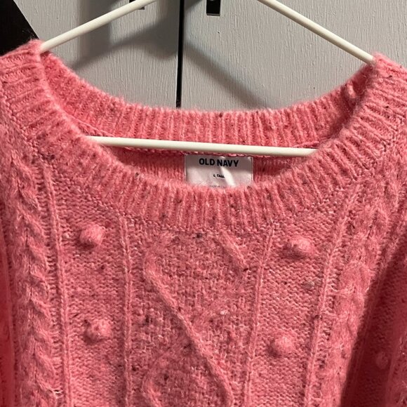 Old Navy Pink Speckled Cable-Knit Popcorn Sweater Women's Size L TALL - Picture 2 of 9